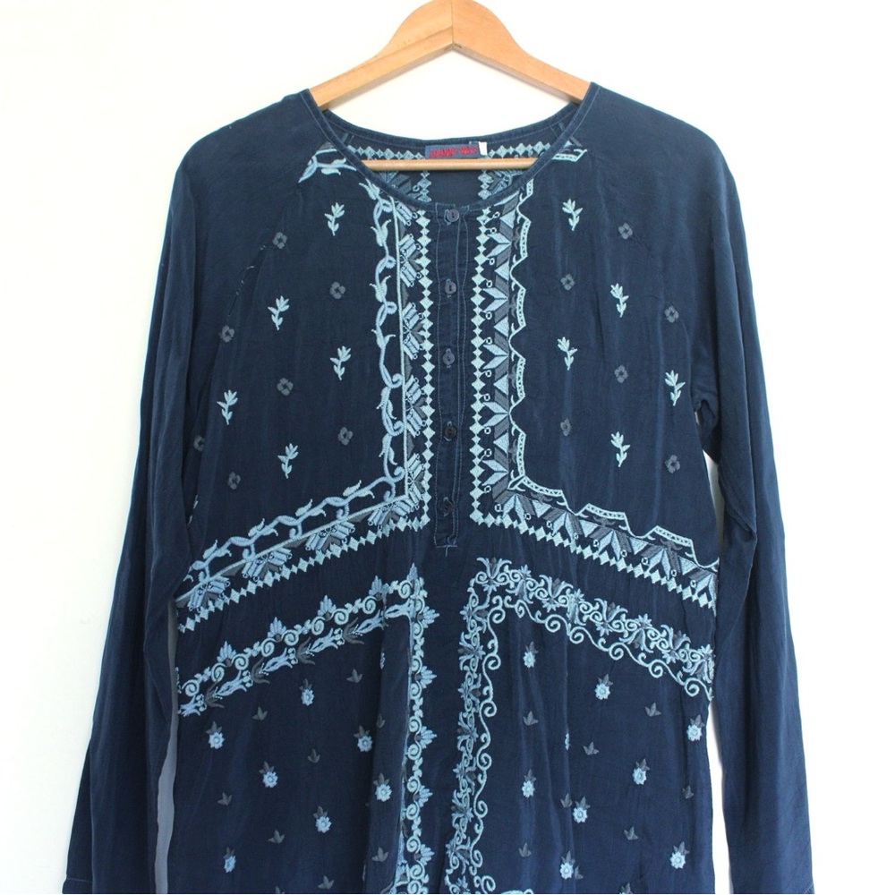 Johnny Was Embroidered Long Sleeve Tunic Top - Picture 3 of 8
